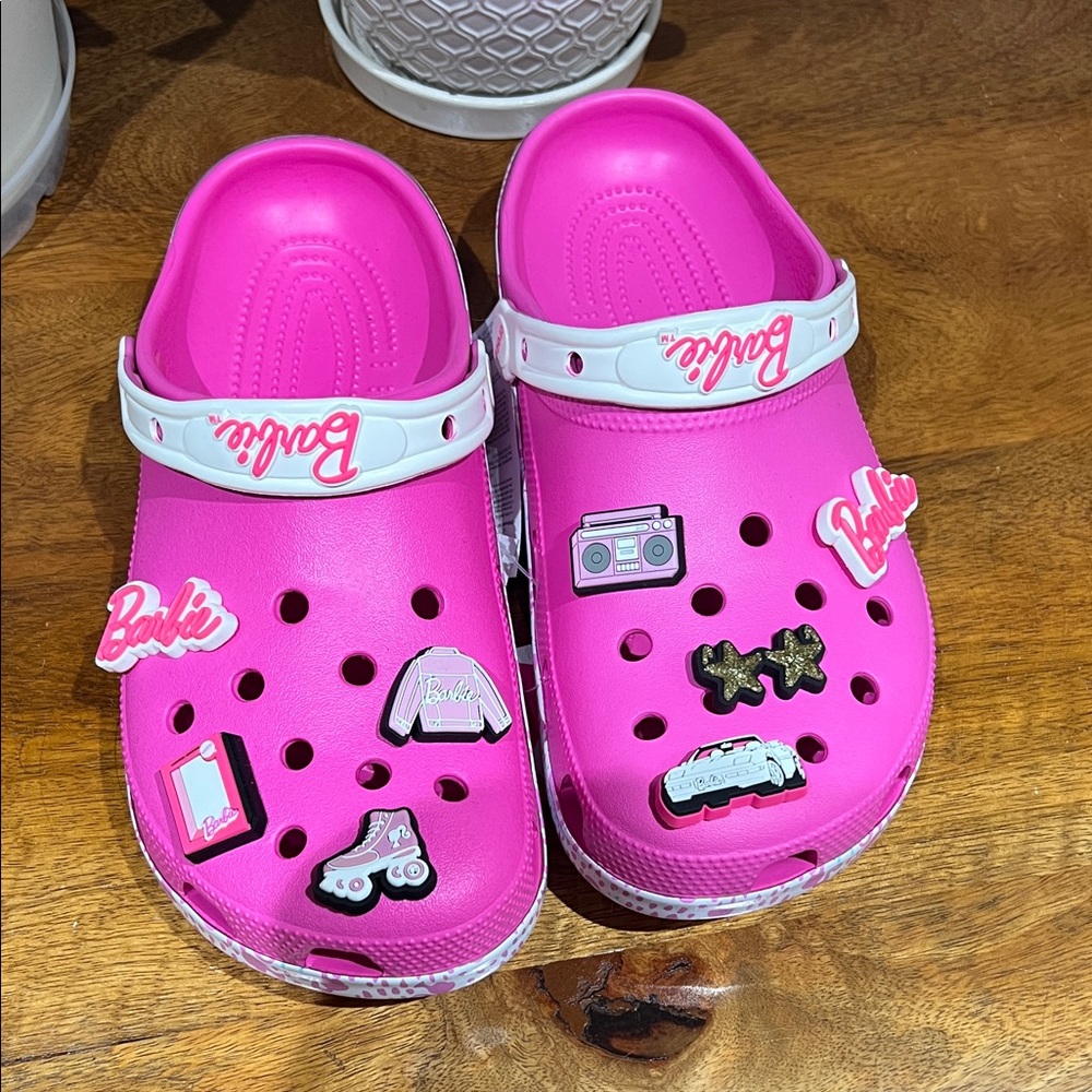 Barbie Fuchsia Kids Slippers with Charms